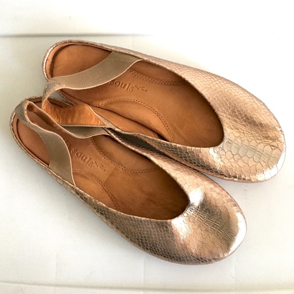 GENTLE SOULS Leather Slingback Flats Rose Snake 9
